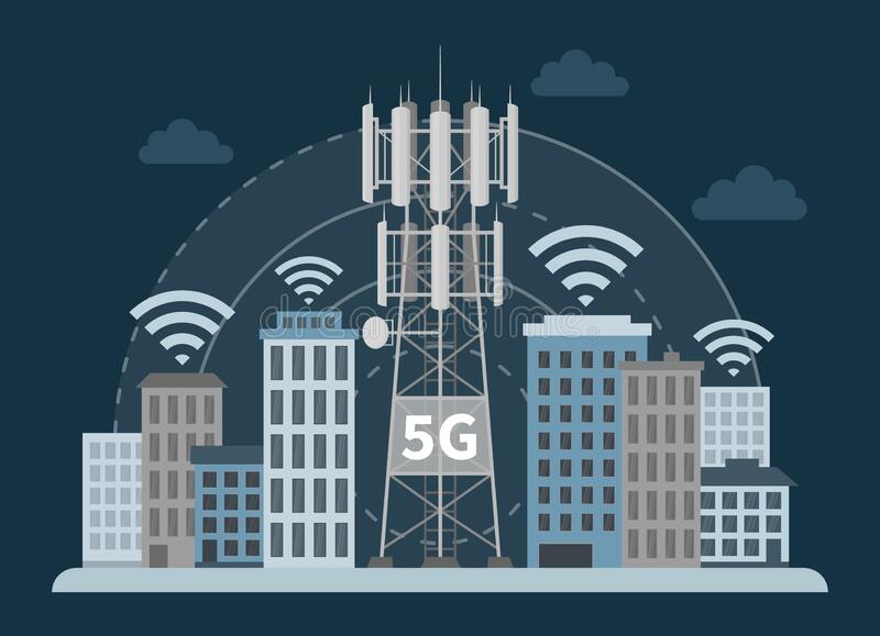 g-tower-base-station-innovative-smart-city-mast-dark-background-flat-vector-illustration-cellular-equipment-183300382